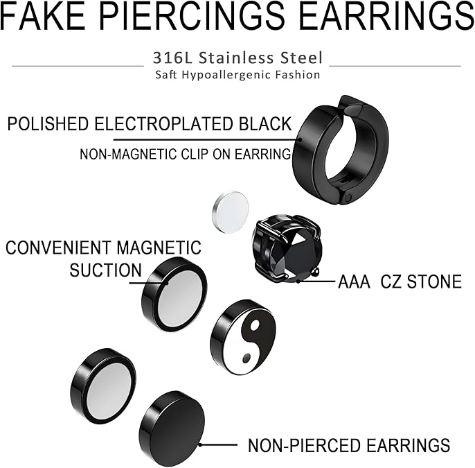 01 Pairs/Set Of Magnetic Clip Earrings Stainless Steel Stud Earrings For Men Women I252047238